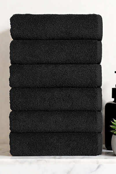 DNZGÜLCAN Set of 6 Black 50X90 cm Towels |   100% Cotton Hotel Towel |   Suit...