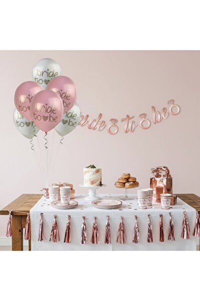 Umamiçe Bride to Be Ornaments Party Set – 6 Bride to Be Balloons + 8 Plates a...