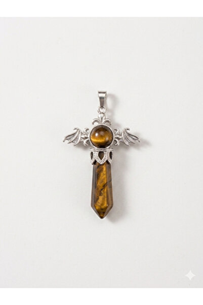 best bioenerji taş terapi Tiger's Eye Pendulum Necklace Natural Stone Women's...