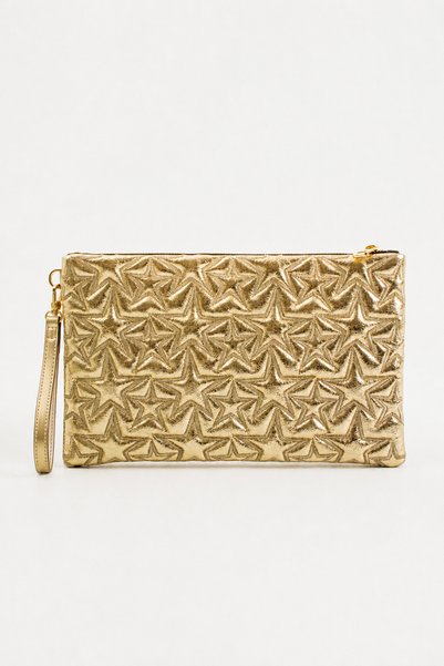Reddington Geantă clutch și portofoliu strălucitor, cu model stea, pentru femei, cu curea detașabilă pentru încheietura mâinii