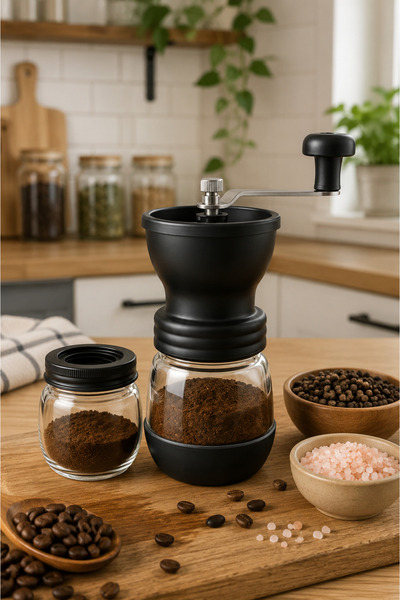 newar Manual Glass Chamber Coffee and Spice Grinder with Spare Chamber Coffee...