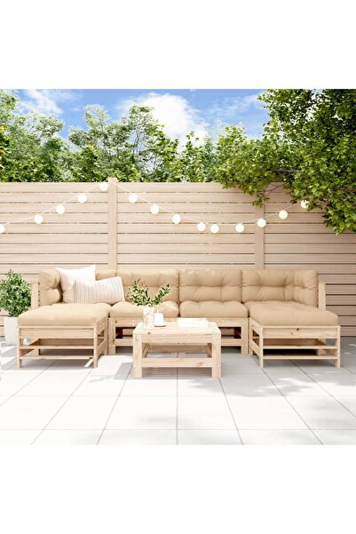 vidaxl Set mobilier de gradina, 7 piese, lemn masiv de pin