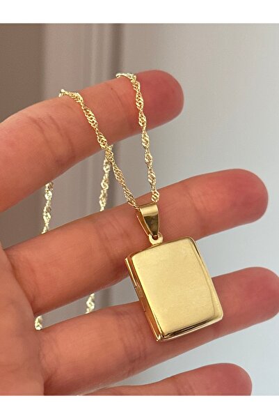 emy by emel luxury silver jewelry Altın Kaplama Singapur Zincirli Kapaklı Dik...