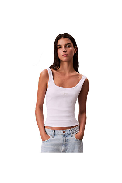 Calvin Klein Women's Monogram Scoop Neck Rib Knit Tank Top S