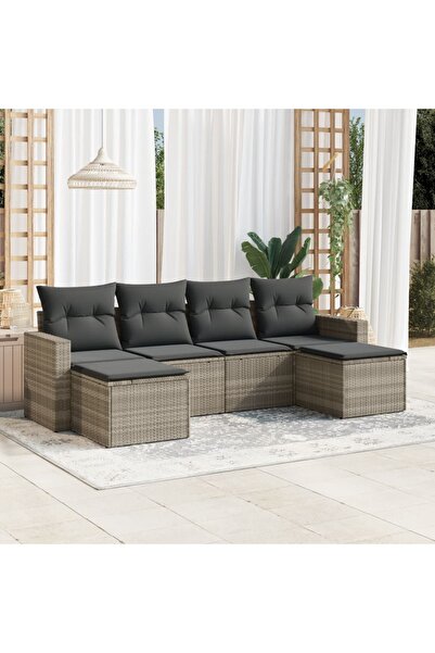 vidaxl Set canapele de gradina cu perne, 6 piese gri deschis poliratan