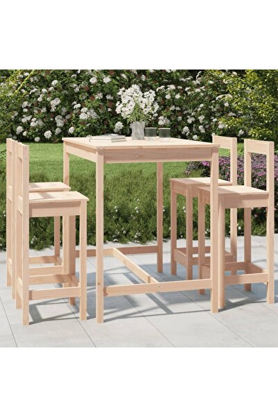 vidaxl Set mobilier de bar pentru gradina, 5 piese, lemn masiv de pin