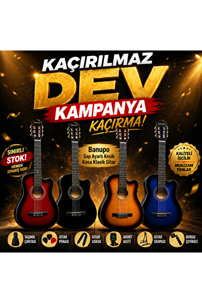 GMC MUSIC STORE GMC Sap Ayarlı Kesik Kasa Klasik Gitar SETİ - ŞOK FİYAT-