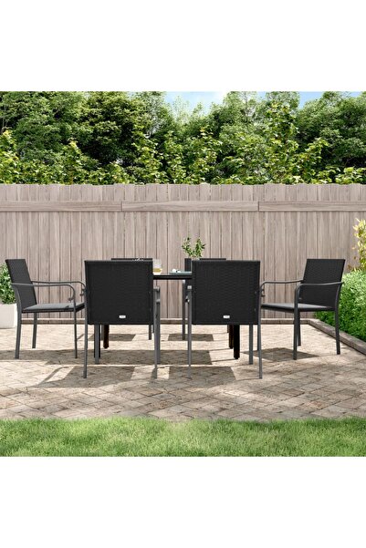 vidaxl Set mobilier de gradina cu perne, 7 piese, poliratan È™i otel