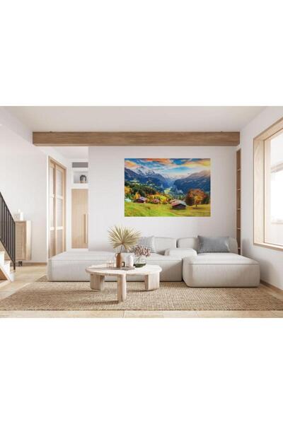 Zumzeria Tablou Canvas Fabulous Autumn View Of Picturesque Alpine Wengen Vill...
