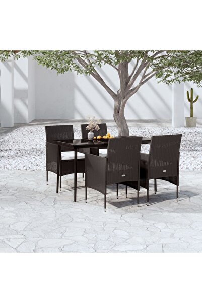 vidaxl 5-piece garden table set with cushions, black