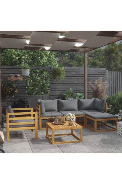 vidaxl Set mobilier gradina cu perne, 6 piese, lemn masiv acacia