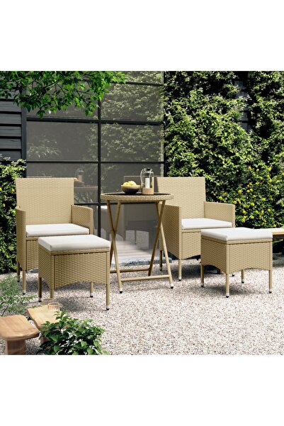 vidaxl Set mobilier bistro, 3 piese, bej, poliratan/sticla securizata