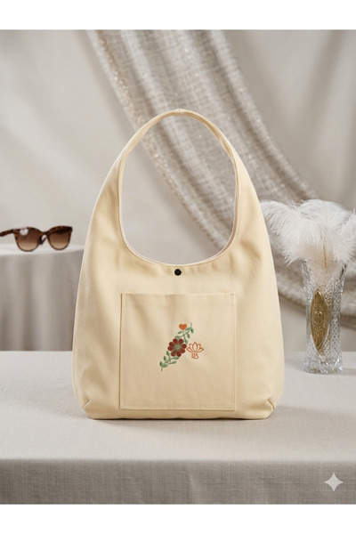 LTS Linen Canvas Shoulder Bag Yellow Linen Bag