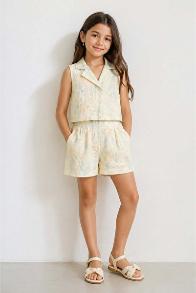 NK Girl's Star Shorts Set 8-14 Years Cream