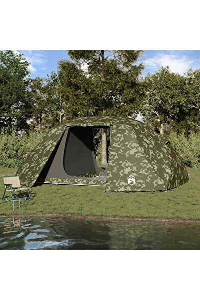 vidaxl Cort de pescuit cu acoperis Camuflaj 514 x 465 x 187 cm