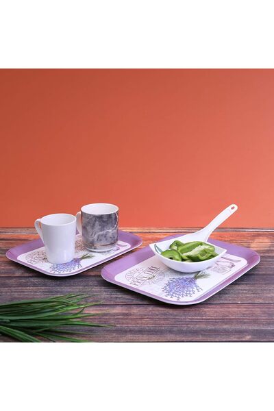 DELCASA 2Pcs Melamine Tray Set (11Inch+13Inch) - Lightweight Tough Material S...