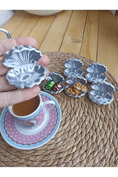 smilechild bir tebessüm yeter 6'lı Set Gümüş Rengi Lokumluk Kahve Yanı mini D...