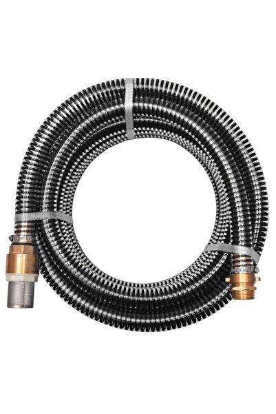 vidaxl Furtun de aspiratie, conectori alama, 10 m, 25 mm, negru
