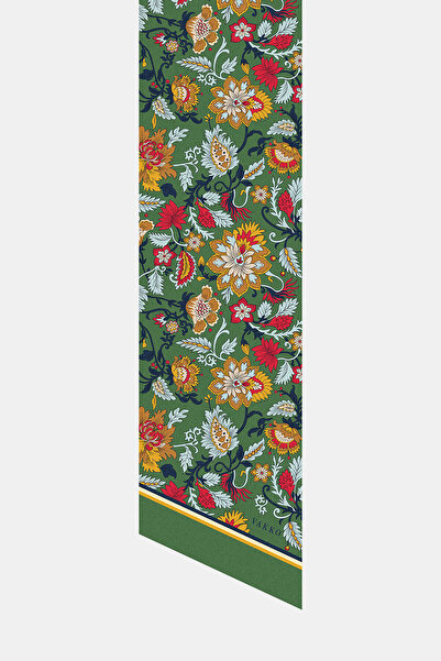 Vakko YEŞİL ÇİÇEK DESENLİ TWILL FULAR