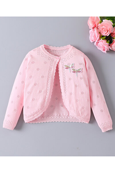 Mark & Mia Cotton Butterfly Applique Full Sleeves Shrug - Pink