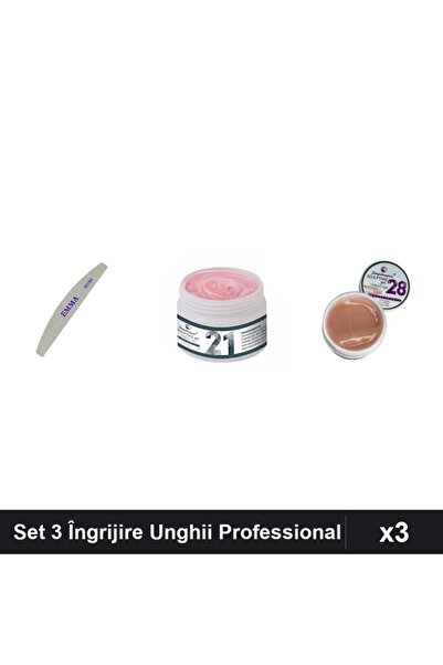 Makeup Set 3 Unghii - Pilă EMMA 100/120 + 2x Gel Constructie UV LED FSM 15g