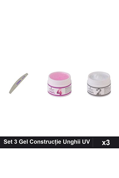 Makeup Set 3 Piese Îngrijire Unghii, Pilă EMMA 100/180 + 2x Gel Construcție U...