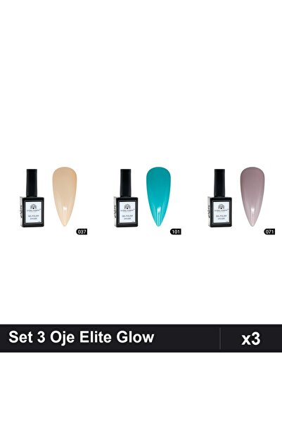 Makeup Set 3 Oje Semipermanente Global Fashion Elite Glow 15ml, Nuante 037 10...