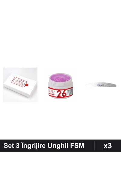 Makeup Set 3 Îngrijire Unghii FSM - Gel Constructie UV LED 15g, Pila Emma 120...