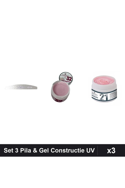 Makeup Set 3 Pila Unghii Emma & Gel Constructie UV LED FSM 15g, Nuante 32 21
