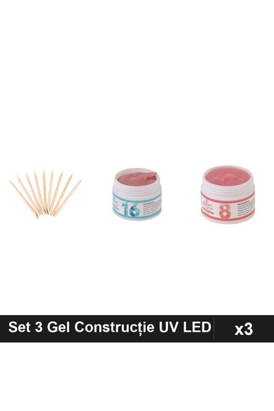 Makeup Set 3 Bețișoare Portocal + Gel Construcție UV LED FSM 15g, Nuante 16 ș...