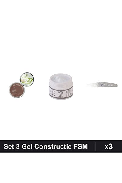 Makeup Set 3 Gel Constructie UV LED FSM 15g, Nuante 27 02, Pila Unghii Emma 1...