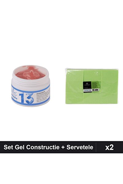 Makeup Set 2 Gel Constructie UV LED FSM 15g + 900 Servetele Unghii Verde, Man...
