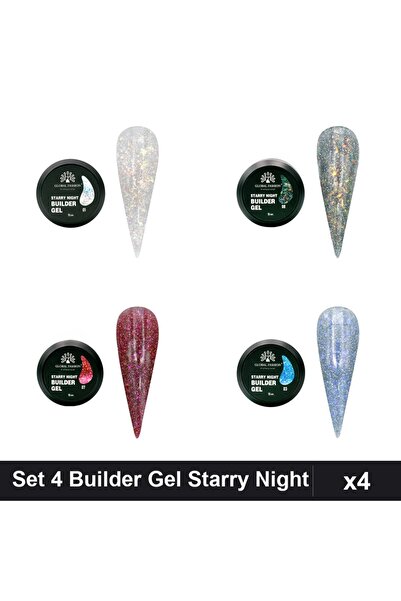 Makeup Set 4 Builder Gel Starry Night 15g, Nuante 01 03 07 08, Constructie Un...