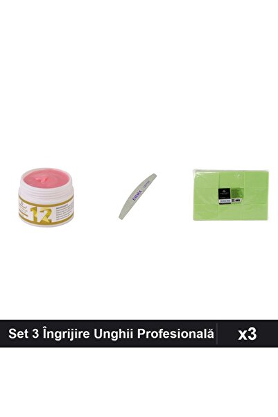 Makeup Set 3 Îngrijire Unghii FSM Gel Constructie UV 15g, Pila EMMA, Șervețel...