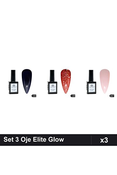 Makeup Set 3 Oje Semipermanente Global Fashion Elite Glow 15ml, Nuante 135 13...