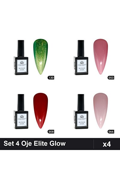 Makeup Set 4 Oje Semipermanente Global Fashion Elite Glow 15ml, Nuante 130 05...