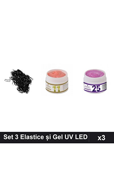 Makeup Set 3 Elastice Păr Silicon Negre și Gel Construcție UV LED FSM 15g, Nu...