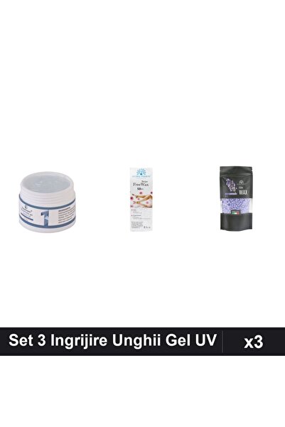 Makeup Set 3 Ingrijire Unghii: Gel Constructie UV LED 15g Transparent + Benzi...