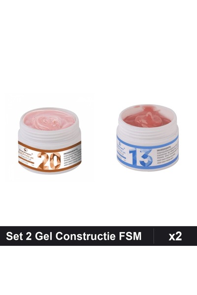 Makeup Set 2 Gel Constructie UV LED FSM 15g, Nuante 20 și 13, Manichiura Prof...