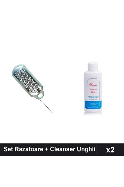 Makeup Set 2 Îngrijire Unghii - Razatoare Calcaie Abraziva + Cleanser Sina 60ml