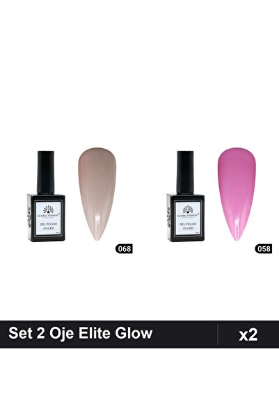 Makeup Set of 2 Global Fashion Elite Glow Semi-Permanent Nail Polish 15ml, Sh...