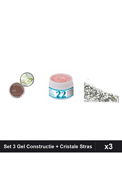 Makeup Set 3 Gel Constructie UV LED FSM 15g Nuante 27 22 + Cristale Stras Swa...