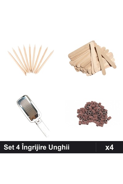 Makeup Set 4 Îngrijire Unghii Profesională, Bețișoare Portocal Spătuță Lemn R...