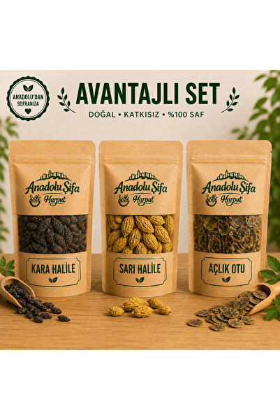 Anadolu Şifa Harput Kara Halile Sarı Halile Açlık Otu 3’lü Set 3x100gr Doğal ...