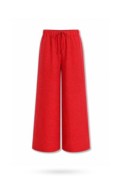 5in1Canpolat Red 100% Linen Lino Trousers