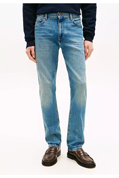 Tommy Hilfiger Erkek Straight Fit Geniş Paçalı Pamuklu Denim Mavi Jeans