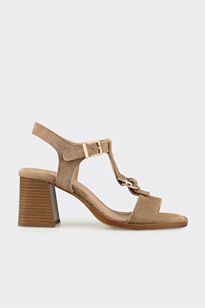 Elle Shoes Vizon Deri Kadın Sandalet
