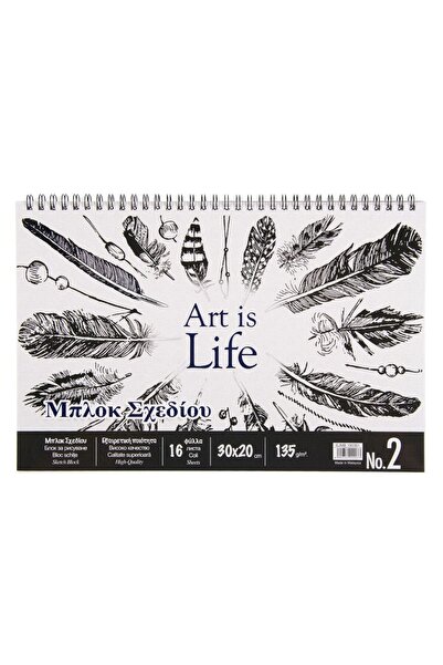 Zumzeria Caiet de schițe Nr.2 cu copertă spiralată, design cu pene 30x20cm - 16F