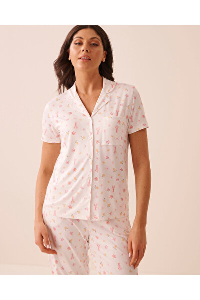 La Vie en Rose Lobster Floral Print Super Soft Button-down Shirt