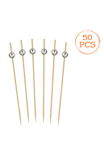 Zumzeria Scobitori de bambus pentru petrecere cu design bilă disco 12cm - 50 ...